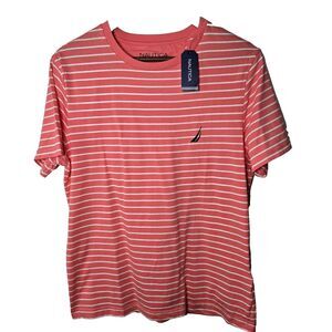 NWT Nautica Pink Striped Short Sleeve T Shirt Small